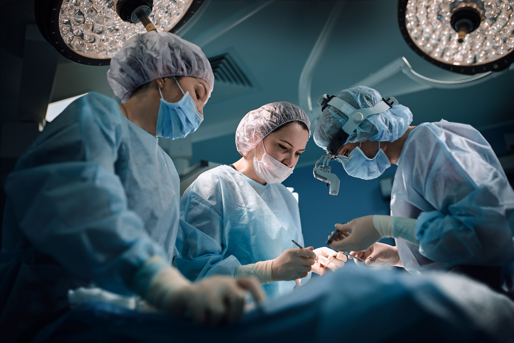 Surgical team performing operation
