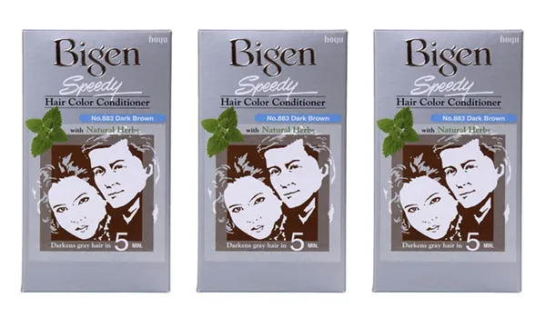 Bigen Speedy Hair Color Dark Brown 883, 80g (Pack of 3)