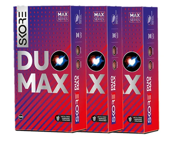 Skore Duo Max - Premium Condoms with Disposal Pouches, 10s (Pack of 3)