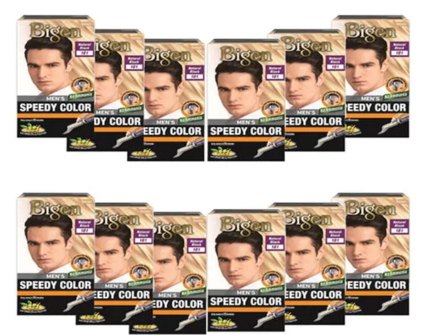 Bigen Men's Speedy Color, Natural Black 101, 80g (Pack of 12)