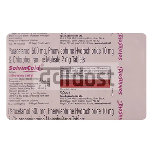Solvin Cold 2mg/500mg/10mg Tablet