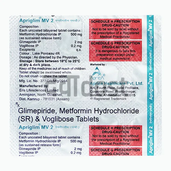 Apriglim MV 2mg/500mg/0.2mg Tablet SR 15s