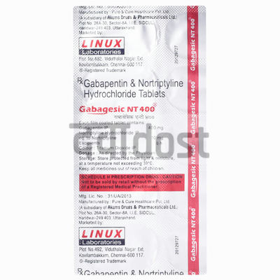 Gabagesic NT 400mg/10mg Tablet 10s