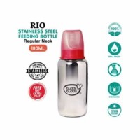 Buddsbuddy Rio Stainless Steel Feeding Bottle Regular Neck - 180ml, Pink