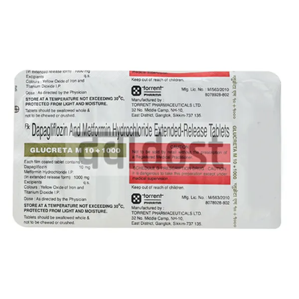 Glucreta M 10mg/1000mg Tablet ER 10s