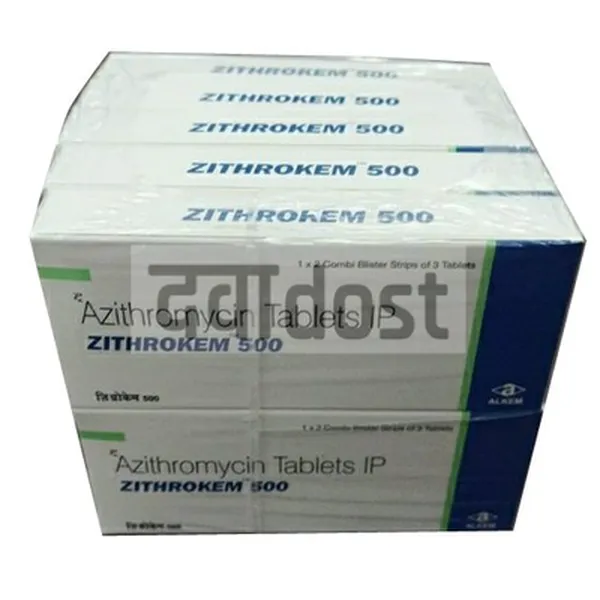 `AZITHROMYCIN (500MG) (ZITHROKEM 500MG) TAB  3s
