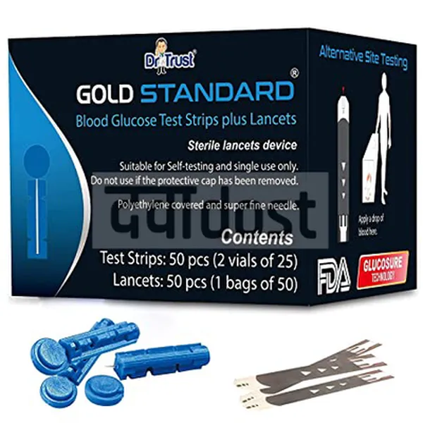 Dr Trust USA Gold Standard Blood Glucose 50 Test Strips Plus 50 Lancets 1s