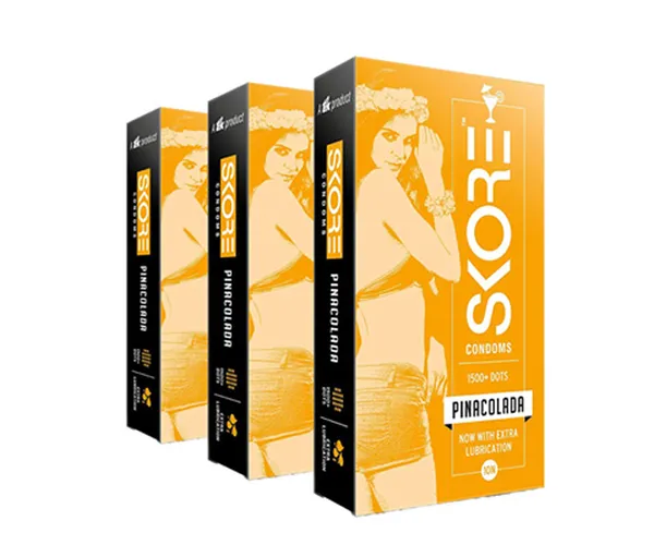 Skore Dotted Flavour Condoms (Pinacolada) 10N (Pack of 3)