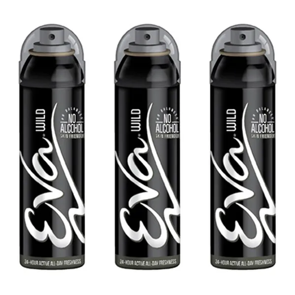 Eva Perfumed Deodrant Skinfriendly Body Spray For Woman, Wild, 150ml ( Pack of 3)