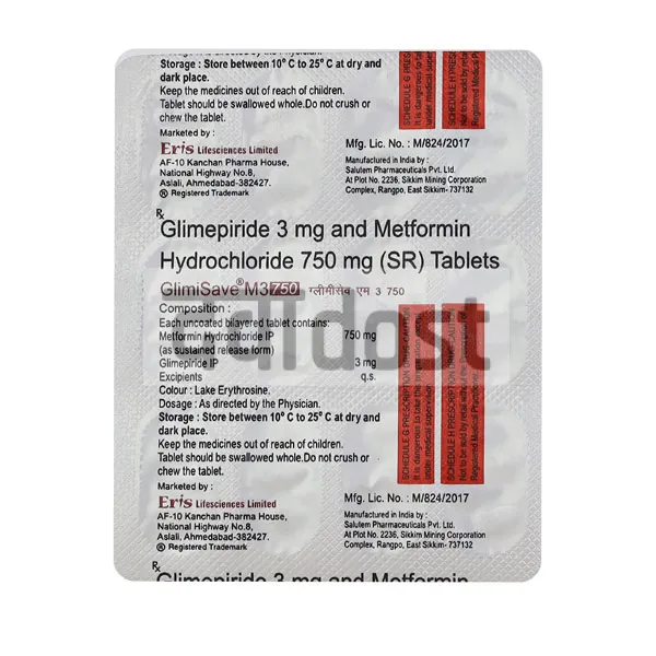 Glimisave M3 750mg/3mg Tablet SR 15s