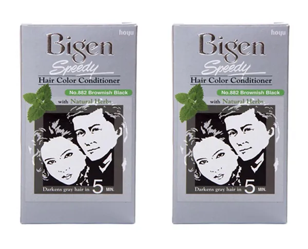Bigen Speedy Hair Color Brownish Black 882, 80g (Pack of 2)