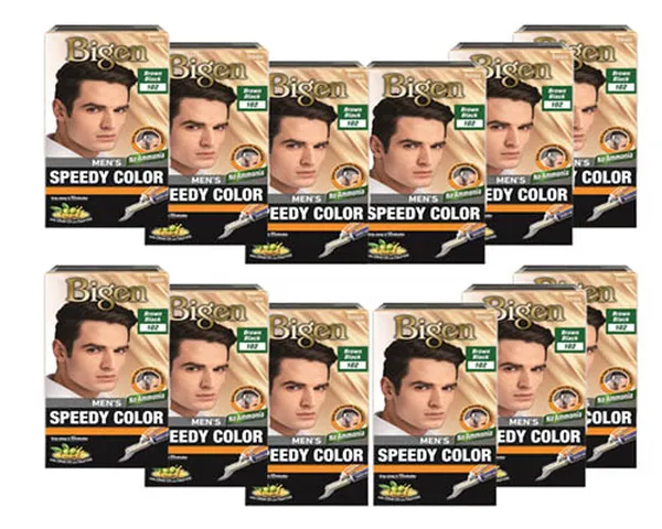 Bigen Men's Speedy Color, Brown Black 102, 80g (Pack of 12)
