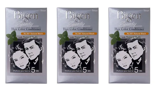 Bigen Speedy Hair Color Natural Black 881, 80g (Pack of 3)
