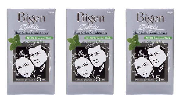 Bigen Speedy Hair Color Brownish Black 882, 80g (Pack of 3)