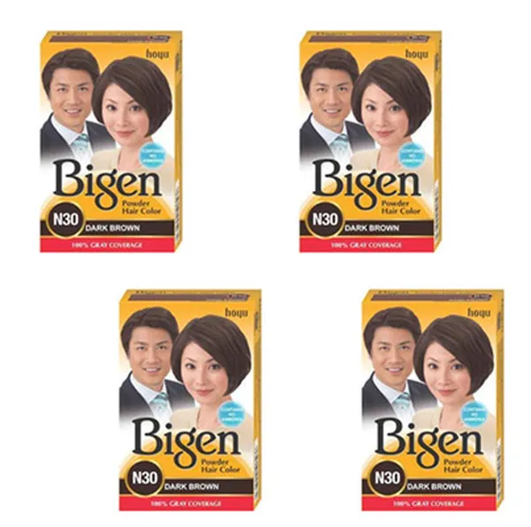 Bigen Powder Hair Color, Dark Brown N30 (6g, Pack of 4)