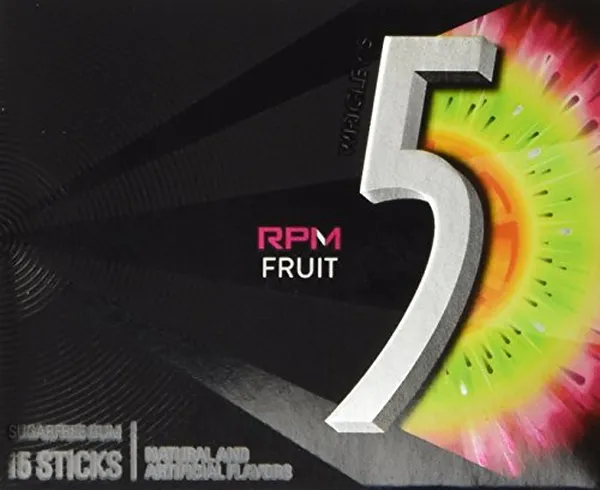 WRIGLEYS 5 GUM SUGARFREE RPM FRUIT 15PCS