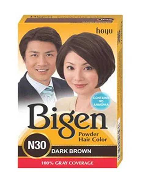Bigen Powder Hair Color, Dark Brown N30 (6g, Pack of 12)