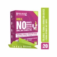 Peebuddy Foldable Paper-based Female Urination Device | Girls Freedom To Stand And Pee | Women No More Squatting, Wiping Seats, Utis Or Infection - 20 Funnels With Sirona Intimate Wipes - 10 Wipes