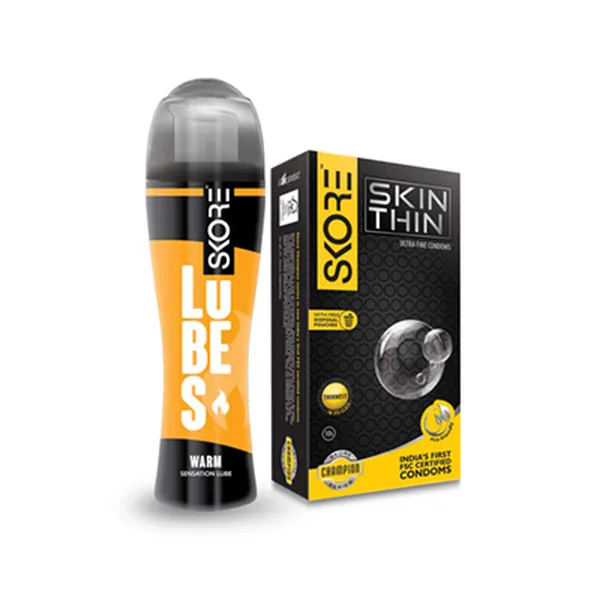 Skore Skin Thin Condoms 10s and Warm Lubes 50 ml