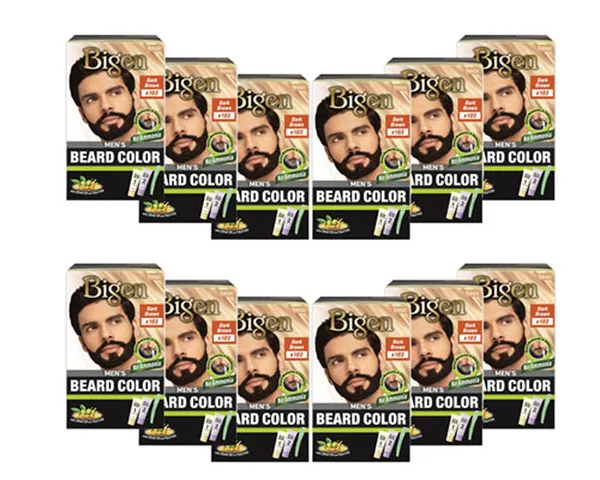 Bigen Men's Beard Color, Dark Brown B103, 40g (Pack of 12)