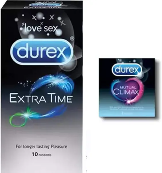 Durex Condoms, Extra Time 10s-1N, Mutual Climax 3s-1N (Pack of 2)