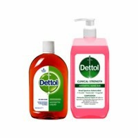 Dettol Antiseptic Disinfectant Liquid For First Aid, Surface Cleaning And Personal Hygiene - 250 Ml With Dettol Clinical Strength Antiseptic Hand Sanitizer - 500ml