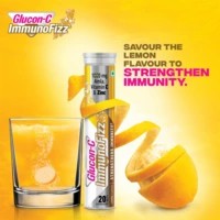 Glucon C Immunofizz Lemon Flavored Effervescent Tablets With 1000mg Amla, Vitamin C And Zinc, Strengthens Immunity - 20 Tablets
