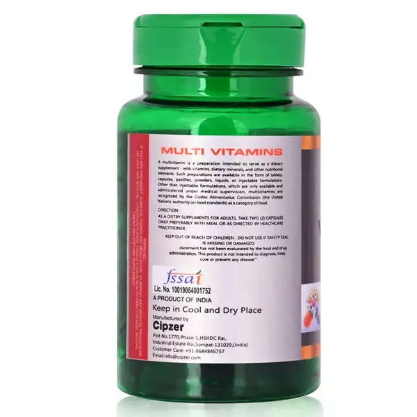Cipzer Multivitamin Capsule|Provides necessary vitamins and nutrition to the body|Boosts the Immune System (Pack of 1)-60 capsules