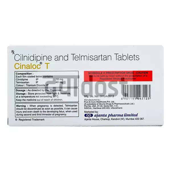 Cinaloc T 10mg/40mg Tablet 10s
