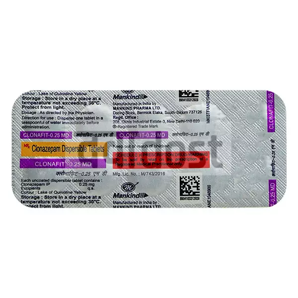 Clonafit 0.25mg Tablet