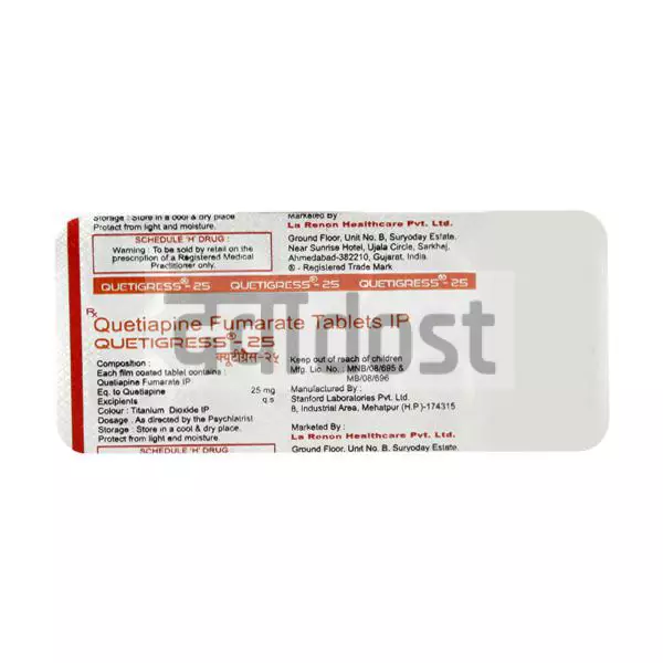 Quetigress 25mg Tablet