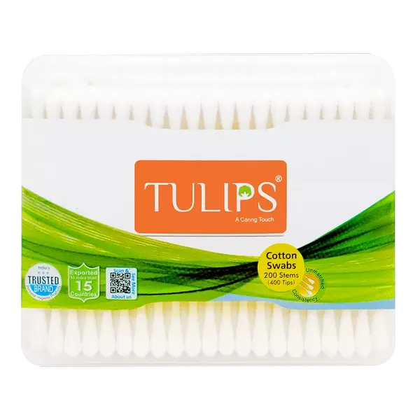 TULIPS EAR BUDS COTTON FLAT BOX 200PC
