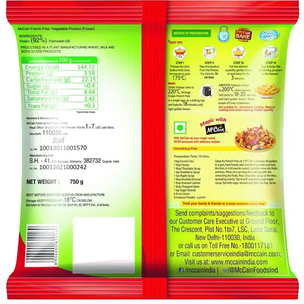 MCCAIN FRENCH FRIES 750GM
