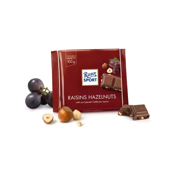 RITTER SPORTS CHOC RAISIN HAZELNUT 100GM