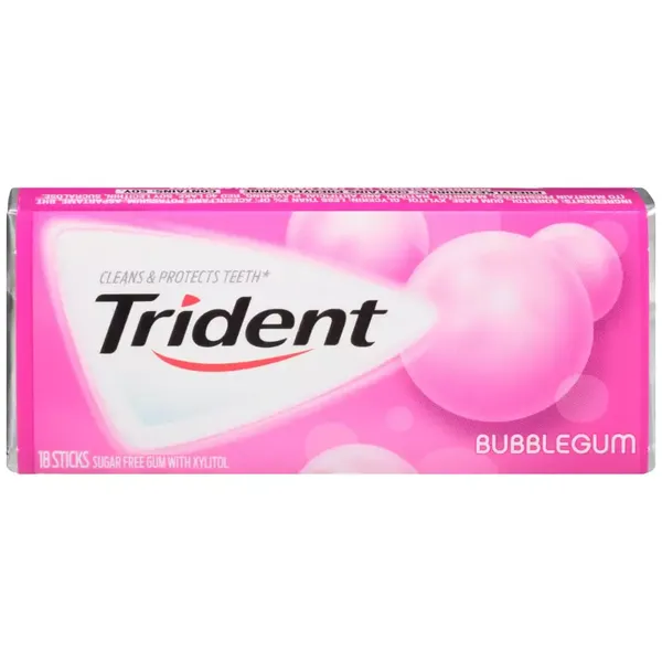 TRIDENT CHEW GUM S/F BUBBLEGUM 18PC