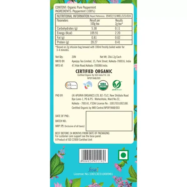 TY-PHOO TEA ORGANIC PEPPERMINT 20BAGS