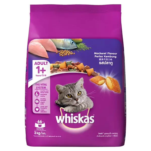 WHISKAS CAT FOOD MACKEREL SALMON 3KG
