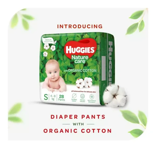 HUGGIES DIAP NATURE CARE PANTS S 28PC