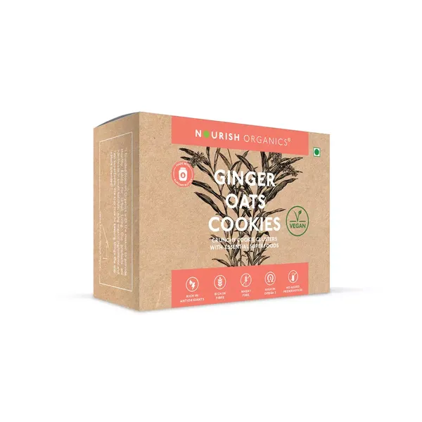 NOURISH ORGANIC GINGER OAT COOKIES 120GM