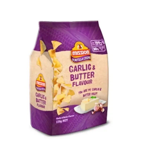 MISSION GMARLIC &amp; BUTTER CORN CHIPS 170GM