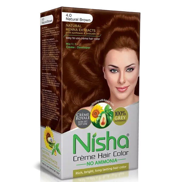 NISHA CREME COLOR BOX  NATURAL BROWN 4.0 138GM