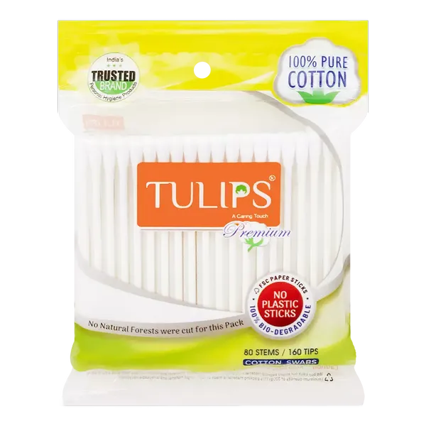 TULIPS PREMIUM EAR BUDS COTTON REF 80PC