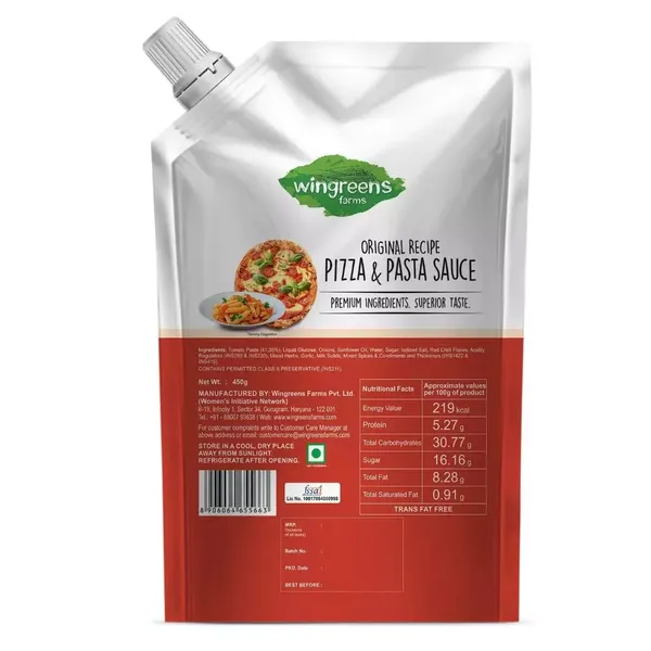 WINGREENS SAUCE PIZZA&amp;PASTA 450GM