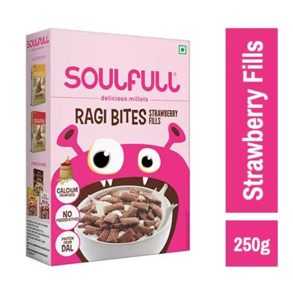 SOULFULL RAGI BITES S/BERRY FILLS 250GM