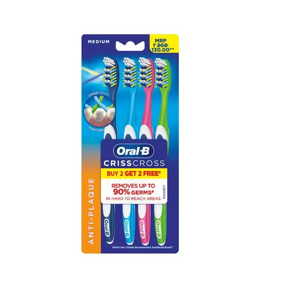ORAL B T/BRUSH ANTI PLAQUE 2+2 M 4PC