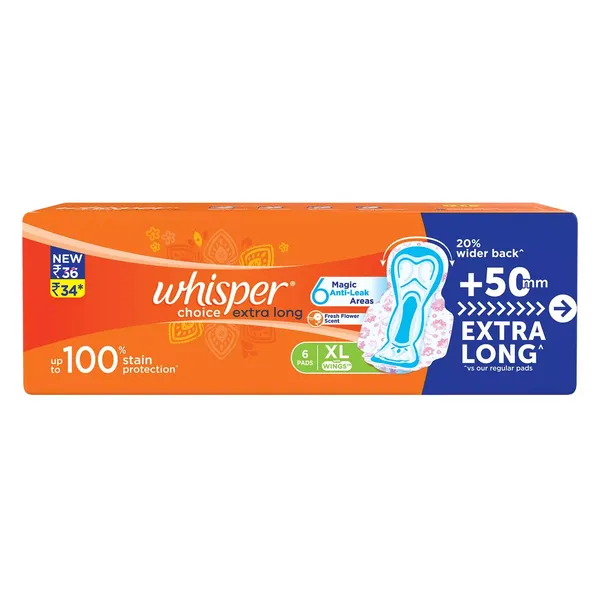 WHISPER SA/PADS CHOICE WINGS XL 6PC