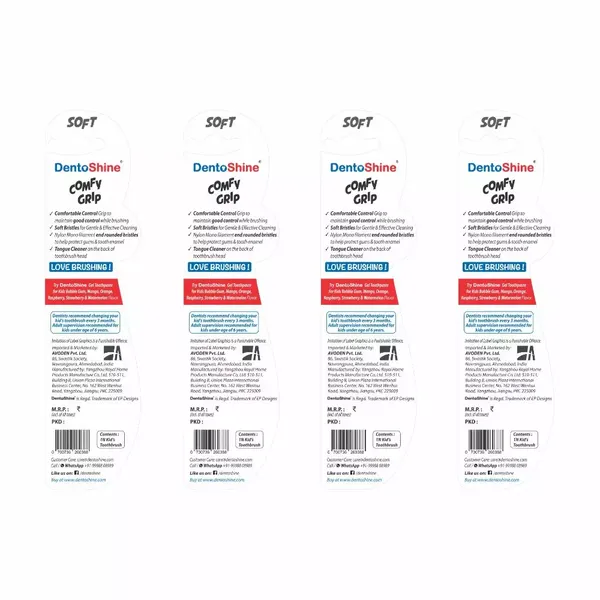 DENTOSHINE T/BRUSH KIDS 5Y+ COMFY GRIP 1PC