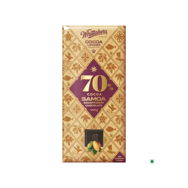 WHITTAKERS 70% SAMOA SMOOTH DARK BAR 100GM