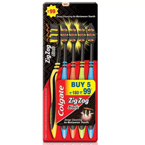 COLG T/BRUSH ZIG ZAG BLACK S 5PC