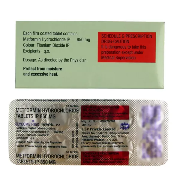 GLYCOMET 850MG 10TAB